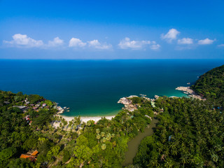 Aerial view of the beach with shallows Koh Phangan, Thailand