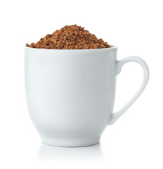 Coffee cup full of Instant coffee granules