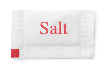 Top view of small paper salt sachet