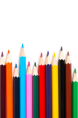 colored pencils on white background