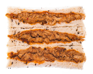 Sandwich with shredded pork on isolated on white background