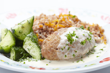 buckwheat with cutlet