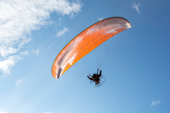 paratrooper parachute on sky.