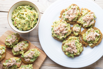 Guacamole with bread and burger