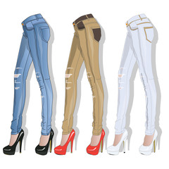 Female jeans. Vector.