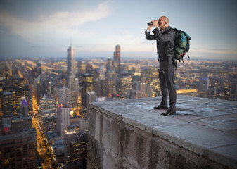 Businessman looking to the future