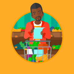 Man with shopping list vector illustration.