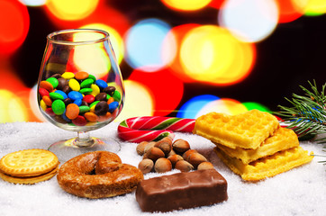 it is a lot of chocolates on snow