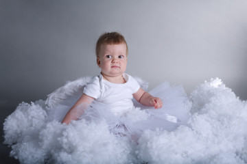 little girl like angel in the sky