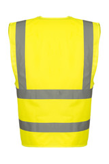 Cutout of Rear of Yellow Safety Vest
