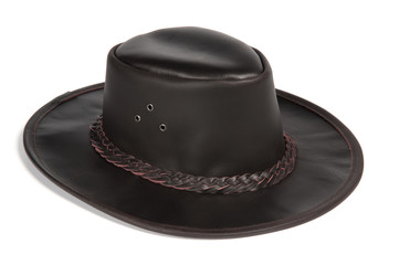 Black Brimmed Leather Hat