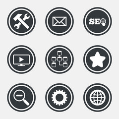 Internet, seo icons. Repair, database and star.