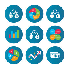 Bank loans icons. Cash money symbols.