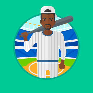 Baseball player with bat vector illustration.