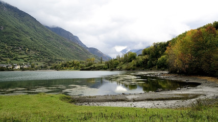 Trekking in Eriste. Landscape of the Aragonese Pyrenees in Spain.
