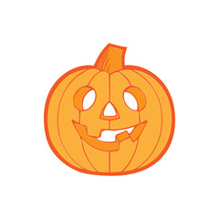 Halloween decoration Jack-o-Lantern silhouette. Pumpkin design with scary face on white. Vector illustration. Flat design. Good for design, logo or decoration