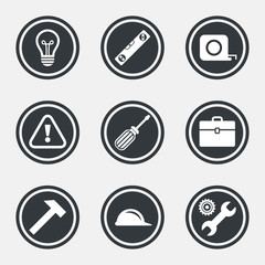 Fototapeta premium Repair, construction icons. Engineering signs.
