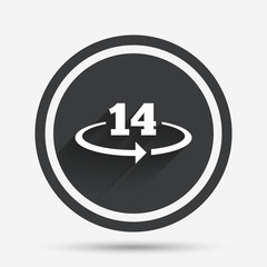 Return of goods within 14 days sign icon.