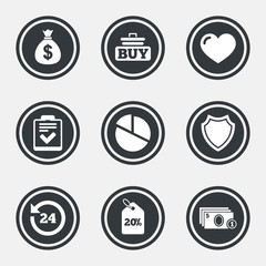 Online shopping, e-commerce and business icons.