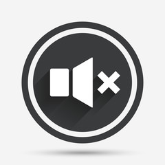 Mute speaker sign icon. Sound symbol.