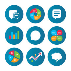 Chat icons. Comic speech bubble signs. Think.