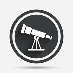 Telescope icon. Spyglass tool symbol.