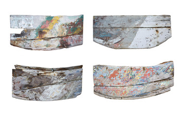 set of various old wooden sign isolated  on white background