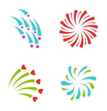 Festive firework bursting shape firework pictograms isolated. Firework abstract vector isolated illustration and party fun firework celebration holiday vector sign. Firework show isolated © creativeteam