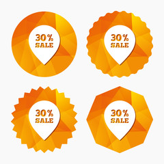 30 percent sale pointer tag sign icon.