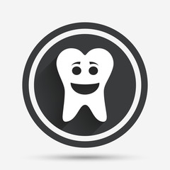 Tooth happy face sign icon. Healthy tooth.