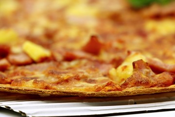 Hawaiian Pizza closed up ham and pine apple
