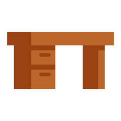 Wooden table flat vector isolated.