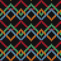 Fototapeta premium Knitting ornamental contrast molticolor seamless pattern