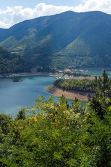 landscape of Meander of Vacha (Antonivanovtsy) Reservoir, Rhodopes Mountain, Bulgaria