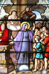 Fototapeta premium Vierge-Marie. Eglise Saint-Férréol. Saint-Fargeau. / Virgin Mary. Church Saint-Férréol. Saint-Fargeau.