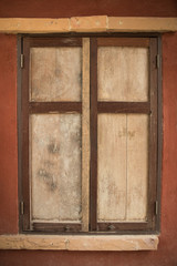 Vintage wooden windows frame portuguese style