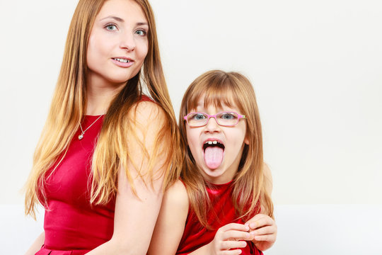 Mommy and daughter having fun