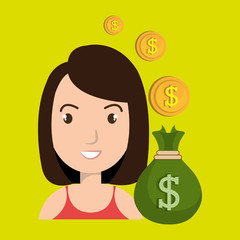 woman bag money currency vector illustration eps 10