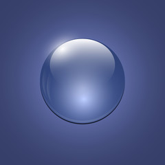 Blue shiny water bubble on blue background. Vector illustration.
