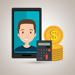 smartphone man money coins vector illustration eps 10