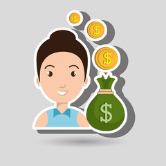 woman bag money currency vector illustration eps 10