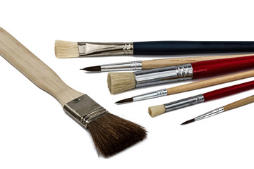 Fototapeta premium Set of paint brushes, isolated on white background