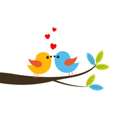 Vector illustraton of a two bird couple in love
