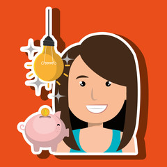 woman piggy coin idea vector illustration eps 10