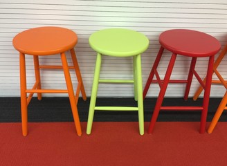 Colorful chair and white wall