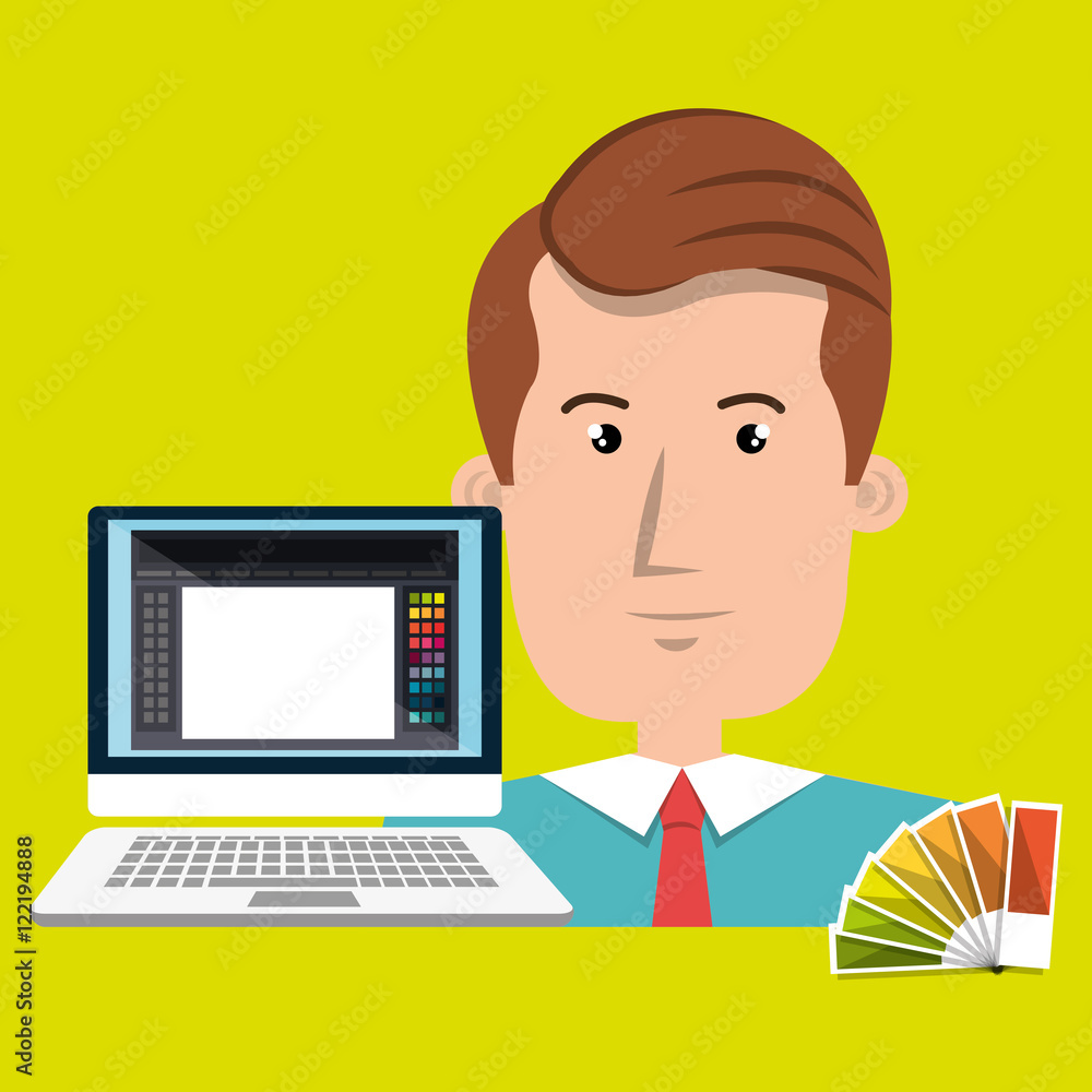 Poster man computer color chart vector illustration eps 10