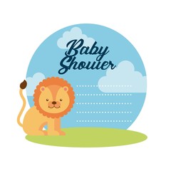 animal cute baby shower invitation vector illustration design