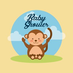 Obraz na płótnie Canvas animal cute baby shower invitation vector illustration design