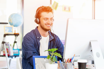 Young man working in office