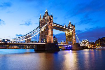 Fototapeta na wymiar Tower Bridge at night twilight London